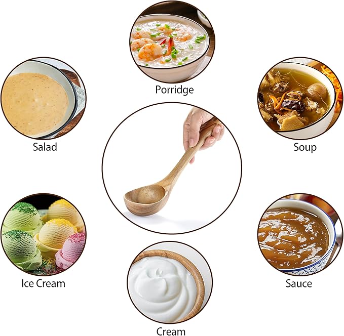 Ladle, Kaloo Teak Acacia Wooden Soup Ladle Spoons for Cooking, 10.6 inch, Gift Box Included - Image 4