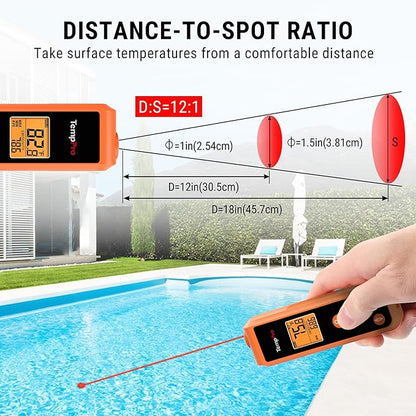 TempPro TP410 Infrared Thermometer Gun Non-Contact Laser Thermometer Gun for Cooking, Temperature Gun with Range -58℉~1022℉ for Pizza Oven Accessories, Griddle, HVAC, Engine(Previously ThermoPro) - Image 3