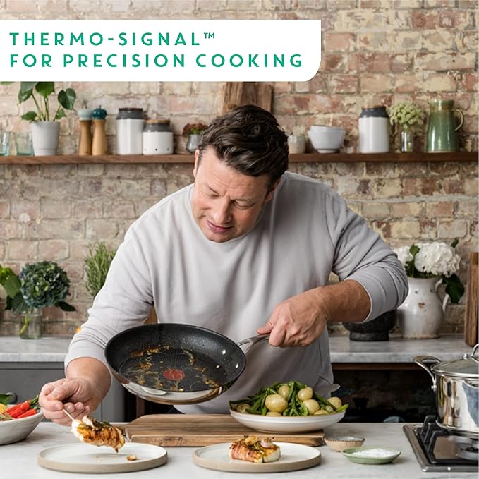 T-Fal x Jamie Oliver Nonstick Coated Stainless Steel Pan 11-Inch, Induction Compatible, Oven Safe up to 500°F, Chef's Stainless Steel Skillet, Frying Pan, Silver - Image 4