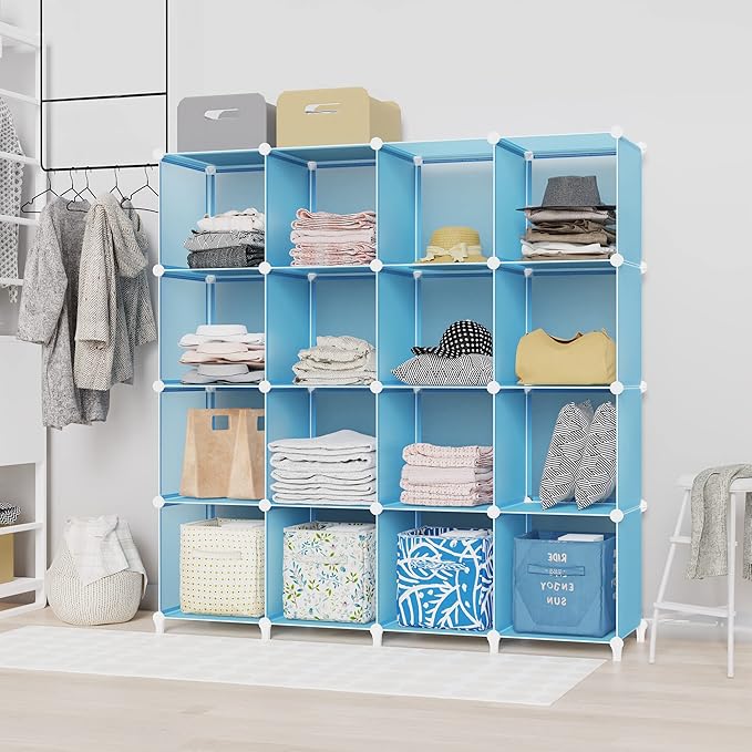 HOMIDEC Cube Storage Organizer 16-Cube Closet Organizer, Portable Closet Organizer Cubes Shelves for Clothes, Bedroom, Wardrobe, Kids Room, Bookshelf for Kids - Image 2