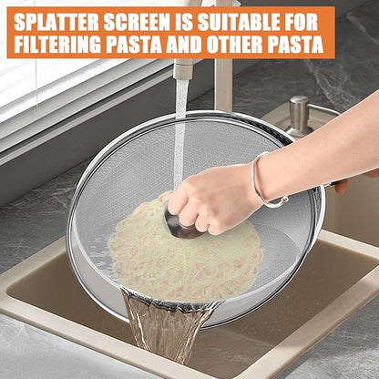 3-Pack Splatter Screens for Frying Pan - 10", 11.5", 13" Stainless Steel Grease Splatter Guard with Foldable Knob, Ultra-Fine Mesh, Rust-Free - No Oil Mess, No Burns, Ultra Fine Mesh - Image 7