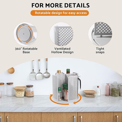 Rotating Paper Cup Dispenser, Cup Holder with 4 Compartments, Disposable Coffee Cup Dispenser Removable, Plastic Cup Storage & Lid Holder for Countertops, Kitchen, Coffee Stations (Gray) - Image 4