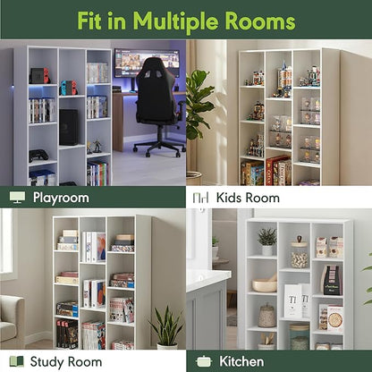 Furinno LUDER Book Shelf, 11-Cube Bookshelf, Reversible Bookcase, 9.4 x 29.1 x 41.7, Easy Assembly, for Living Room, Bedroom, Home Office, White - Image 7
