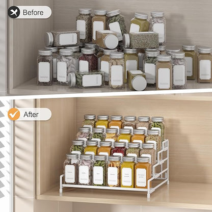 RUILALIFE 4-Tier-Spice-Rack-Organizer-for-Cabinet, Adjustable Depth Spice Holder Shelf For Countertop Pantry Cupboard, Metal Tiered Seasoning Organizer,Display Shelf Riser - Image 7