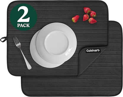 Cuisinart Dish Drying Mats for Kitchen Counter - (2) 18" x 24" Ultra Absorbent Dish Drying Mat XL - Foldable, Machine Washable, Fast Drying Dish Mat (Horizontal Stripes) by BestBrands