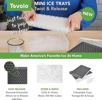 Tovolo Mini Ice Cube Tray Set with Twist and Release Mini Nugget Ice Cube Trays, BPA Free Silicone Mini Ice Tray with Storage Bin and Mini Scoop, Stackable Dishwasher Safe Mini Ice Cube Trays - Image 2