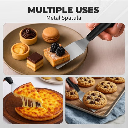 2Pcs Stainless Steel Spatula Set,Mini Serving Spatula for Kitchen Use,Metal Spatula for Cooking with Heat Resistant Handle,Metal Spatulas for kitchen use for Pancakes、Lasagna、Brownies (4PCS) - Image 5