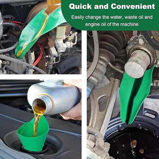 Reused Flexible Foldable Oil Funnel, Multi-Purpose Form a Funnels for Automotive Use, Easy to Clean Small Wide Mouth Funnel for Oil Drain, Available in Green - Image 3
