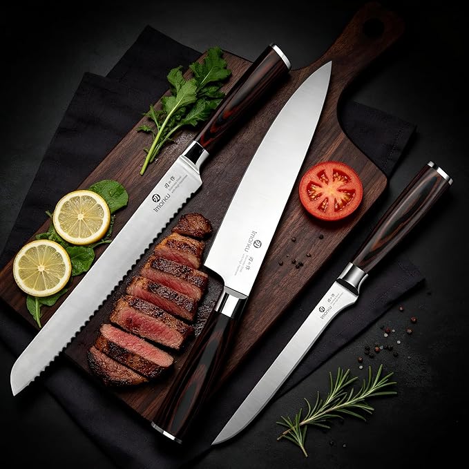 imarku 3 Piece Knife Set, Professional Japanese High Carbon Stainless Steel Chef Knife, Ultra Sharp Kitchen Knives Set with Ergonomic Pakkawood Handle, Ideal Gift for Mom - Image 3