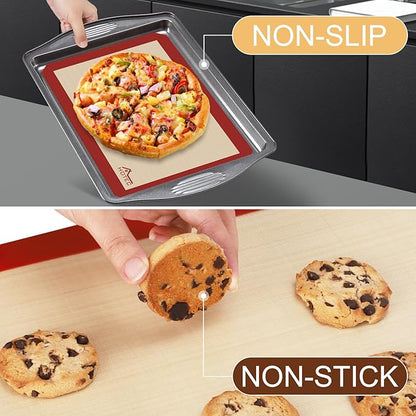 HOTEC Silicone Baking Mats 3 Pack – Thickened Non-Stick Reusable Silicone Baking Sheets for Oven – Cookie & Macaron Mats – 2 Half Sheet + 1 Quarter Sheet – BPA-Free, Dishwasher Safe - Image 5