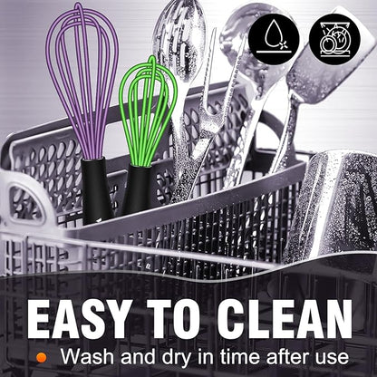 Walfos Mini Silicone Whisk, 5-7Inch, Heat Resistant (480F), Purple & Green - Image 9