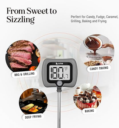 Digital Candy Thermometer with Pot Clip, 10" Long Stainless Steel Probe, Instant Read Kitchen Thermometer for Cooking, Baking, and Candy Making (Gray) - Image 6