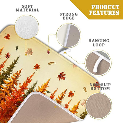 Autumn Drying Matt Kitchen Counter Small Absorbent Coffee Mat Fall Forest Microfiber Drying Mat for Holiday Decor - Image 4