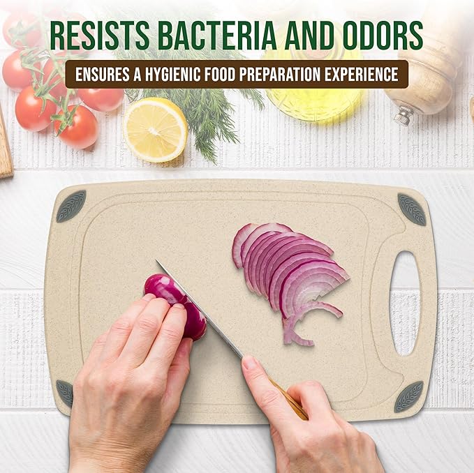 AXIOM CREATIONS 2-Piece Reversible Cutting Board Set Made from Natural Food Grade Wheat Straw Material - Eco-Conscious Alternative to Plastic - Gluten Free & BPA Free Chopping Boards for Kitchen - Image 7