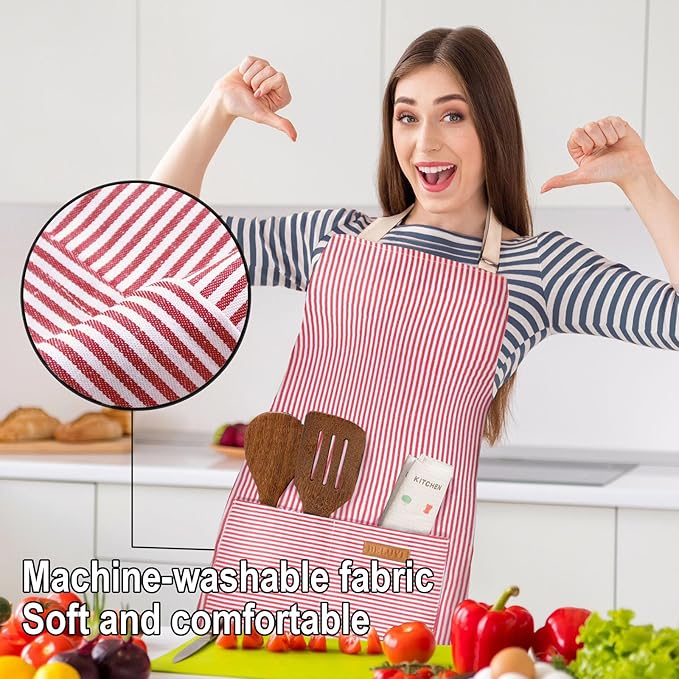 BeLuyi Adjustable Bib Apron with 2 Pockets Chef Cooking Kitchen Restaurant Aprons for Women Men - Image 5
