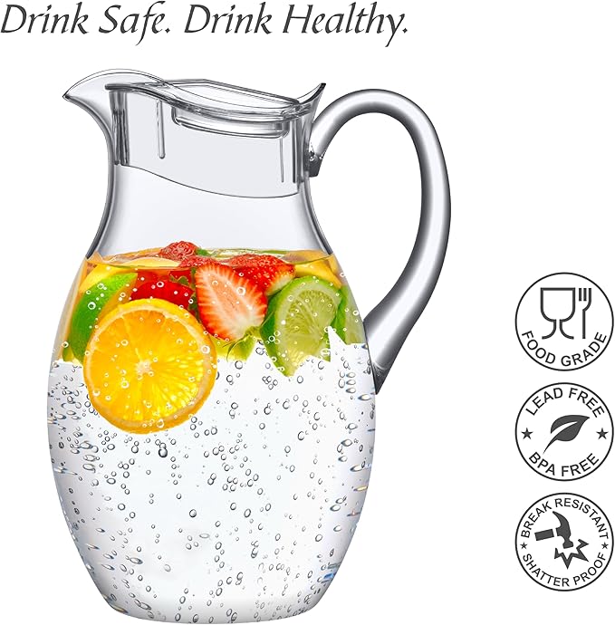 Amazing Abby - Bubbly Grand - Plastic Pitcher (96 oz, 3 Quart), Clear Water Pitcher with Lid, Fridge Jug, BPA-Free, Shatter-Proof, Great for Iced Tea, Sangria, Lemonade, Juice, Milk, and More - Image 7