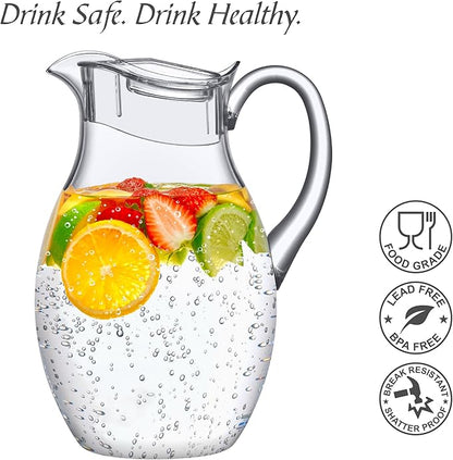 Amazing Abby - Bubbly Grand - Plastic Pitcher (96 oz, 3 Quart), Clear Water Pitcher with Lid, Fridge Jug, BPA-Free, Shatter-Proof, Great for Iced Tea, Sangria, Lemonade, Juice, Milk, and More - Image 7