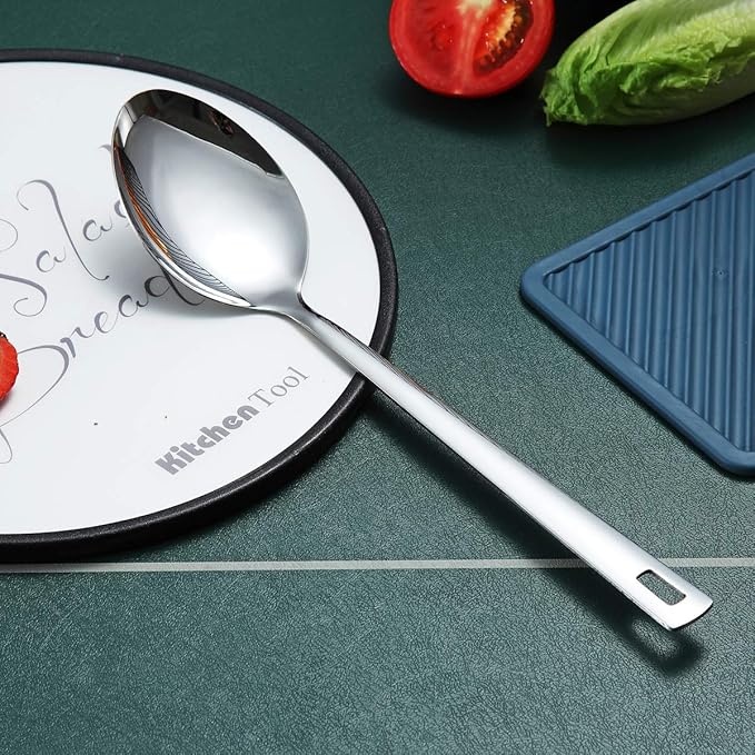 Cooking Spoon, Berglander Stainless Steel Solid Serving, Basting Spoon For Cooking, Kitchen Non-Stick And Heat Resistant, Dishwasher Safe, Easy to Clean - Image 3