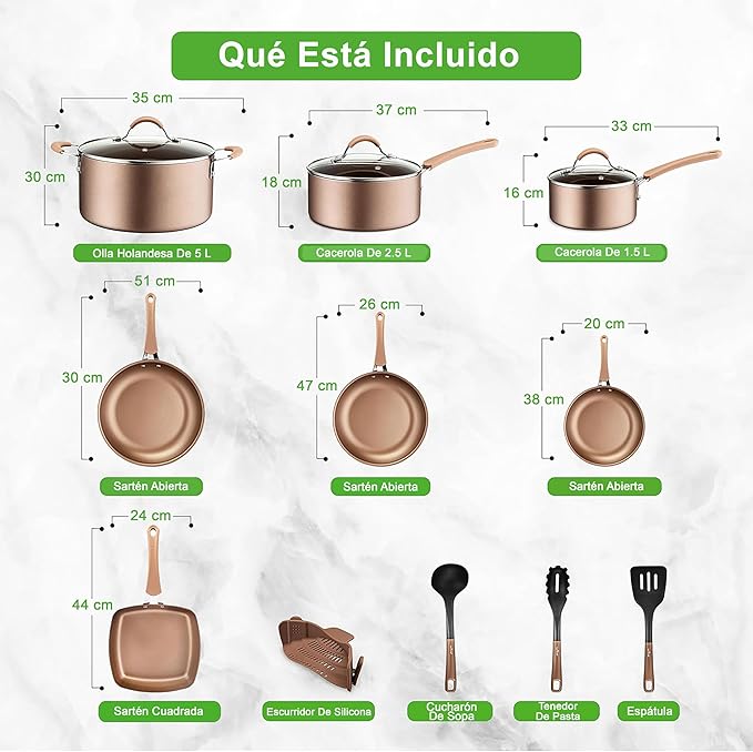NutriChef 14-Piece Pots and Pans Set Non Stick – Induction Cookware Set, PFAS-Free Nonstick Cookware for All Cooktops, Includes Kitchen Utensils - Image 3