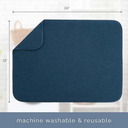 S&T INC. Dish Drying Mat XL, 18” x 24”, Absorbent Microfiber Kitchen Counter Mat, Dish Drying Pad for Dishes, Utensils, Pots and Pans, Extra Large, Navy - Image 6