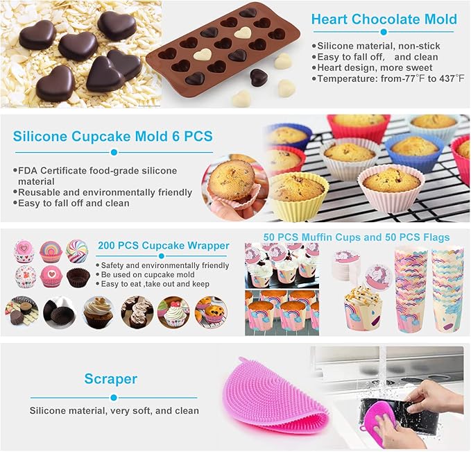 Cake Decorating Kits 567 PCS Baking Set with Springform Pans Set, Rotating Turntable, Decorating Tools, Cake Baking Supplies for Beginners and Cake Lovers (567 PCS Cake Decorating Kits) - Image 6