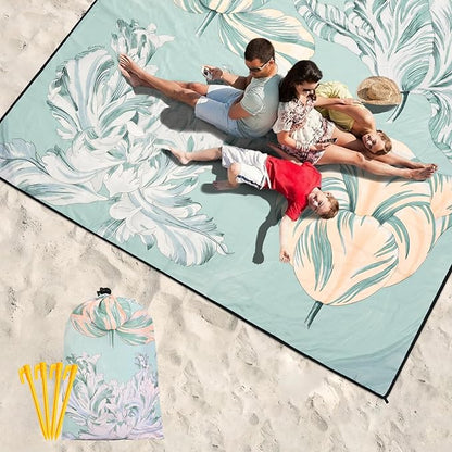 HIHOHO Beach Blanket Waterproof Sandproof Extra Large Beach Mat 79" X 83"/120"x108"for 1-8 Adults Quick Drying Durable Outdoor Picnic Mat for Beach Travel Camping Hiking