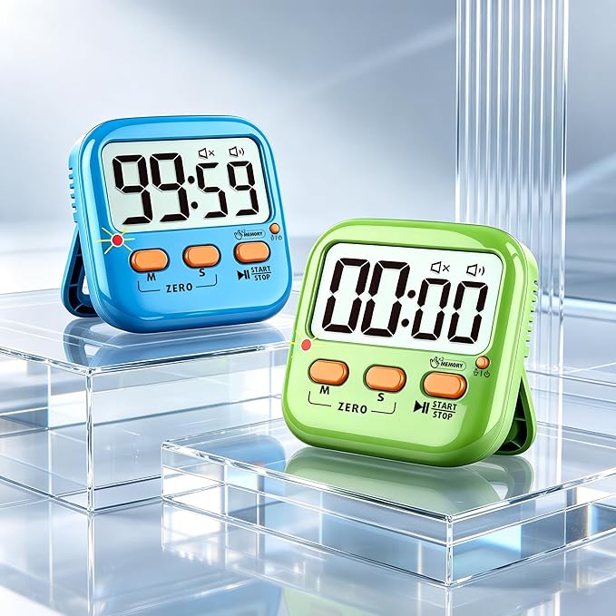 2 Pack Digital Timer for Kids, Magnetic Kitchen Timers for Cooking, Egg, Teachers, Classroom, Study, Exercise, Oven Baking - AAA Battery Included - Image 2