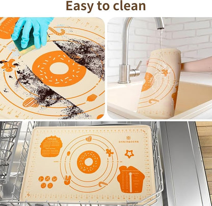 DANIA & DEAN Silicone Baking Mat - Upgrade 26x16 Inch Extra Thick Pastry Mat with Measurements, Non-Slip and Reusable, Kneading Dough Mat for Kitchen Counter, Bread, Cookies, Pizza, Fondant, Pasta - Image 5
