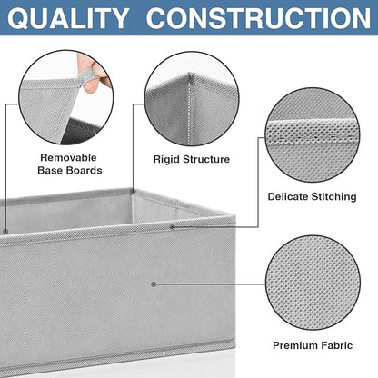 Criusia Drawer Organizer Clothes 24 Pack, Fabric Closet Organizers and Storage Bins for Underwear Sock, Odorless Dresser Drawer Dividers for Baby Nursery Organization (Grey) - Image 6