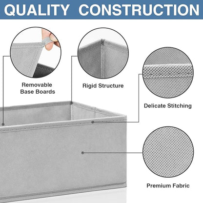 Criusia Drawer Organizer Clothes 12 Pack, Dresser Organizer for Nursery Bedroom Closet Organization and Storage - Baby Clothes Organizer Bins - Drawer Divider for Sock Underwear Bra Ties (Grey) - Image 5