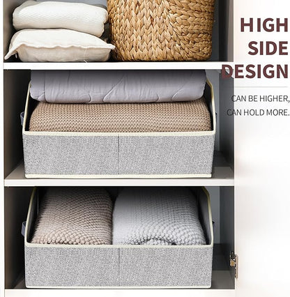 Homsorout Trapezoid Closet Shelf Organizer - Large Baskets for Organizing, Storage Baskets for Shelves, Cubbies Storage Bins for Clothes, Books, Blankets, 4 Pack, Light Gray - Image 6