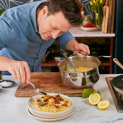 Jamie Oliver by T-fal Cook Smart 10-Piece Cookware Set, Uncoated Stainless Steel, Robust, Fast Heating, Even Cooking, Riveted Handle, Induction safe, Oven and dishwasher safe - Image 10