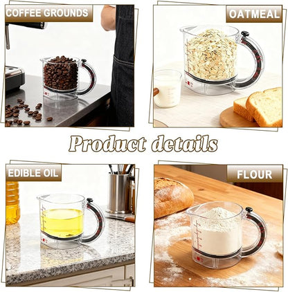 4-in-1 Adjustable Measuring Cup - Multi-Functional Measuring Cup, with Adjustable Base & Scraper-Style Seal Base, Space-Saving Easy to Clean for Cooking and Baking & Ingredients