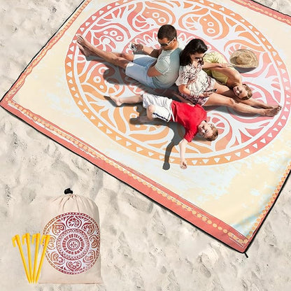 HIHOHO Beach Blanket Waterproof Sandproof Extra Large Beach Mat 79" X 83"/120"x108"for 1-8 Adults Quick Drying Durable Outdoor Picnic Mat for Beach Travel Camping Hiking