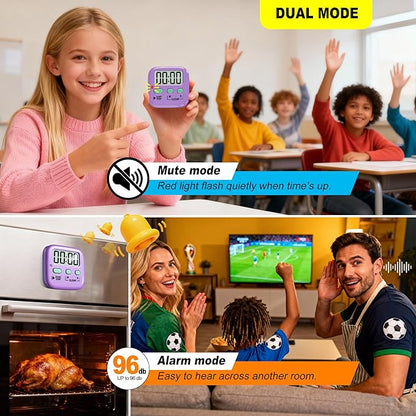 Antonki 2 Pack Digital Timer for Kids, Magnetic Countdown Kitchen Timers for Cooking, Egg, Classroom, Teacher, Exercise, Study, Oven - Battery Included - Image 6