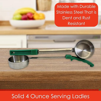 4 Ounce Solid Stainless Steel Portion Control Ladle Spoon for Measuring and Serving; Commercial Grade Serving Scoops [Pack of 2] - Image 3