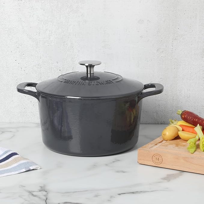Martha Stewart Gatwick 4 Quart Enamel Cast Iron Dutch Oven - Grey - Image 9