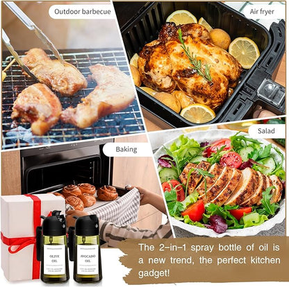DWTS DANWEITESI Oil Sprayer for Cooking 2pcs,2 in 1 Oil Dispenser and Oil Sprayer Kitchen Gadgets,16oz Dark Green Glass Oil Spray Bottle(Light Blockage),Perfect Kitchen Accessories - Image 7