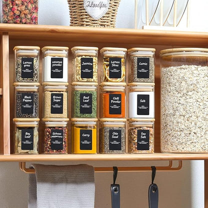 ComSaf Spice Jars with Labels 6 oz 12Pack, Small Spice Containers Starter Set, Glass Seasoning Jars with Lids, Square Seasoning Containers for Salt, Pepper, Chili Powder, Sugar, Ginger Ground, Cumin - Image 7