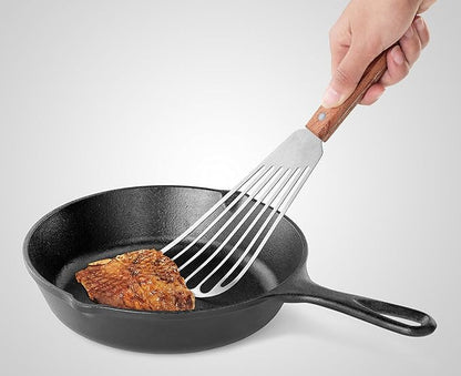 New Star Foodservice 43068 Wood Handle Fish Spatula, 6.5" Blade, Silver - Image 5