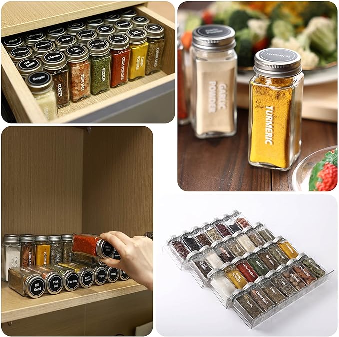 Antimbee 40-Pack 3.5 OZ Glass Spice Jars with 324 Labels, Shaker Lids and Airtight Metal Caps, Empty Reusable Square Seasoning Bottles, Spice Storage Containers, Marker and Stainless Steel Funnel - Image 7