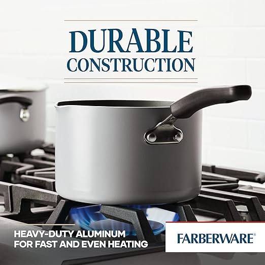 Farberware Cookstart DiamondMax Nonstick Straining Saucepan, Dishwasher Safe, 3 Quart, Silver - Image 4