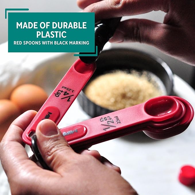 MIRRO 4pc Nested Measuring Spoons Set, Red - Image 3