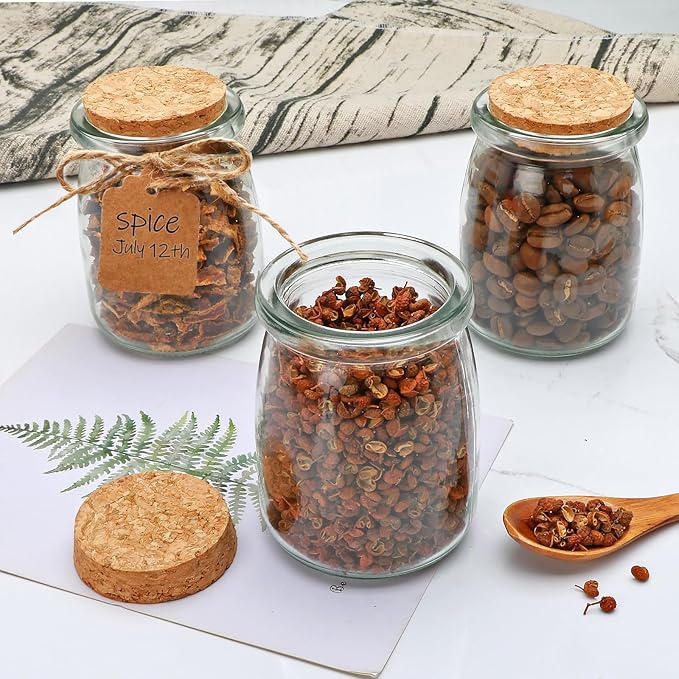 Brajttt Mini Yogurt Jars 6 Pack, 7 oz Glass Favor Jars with Cork Lids, Pudding Containers with Lids, Mason Jar Wedding Favors Honey Pot with Label Tags and String - Image 7