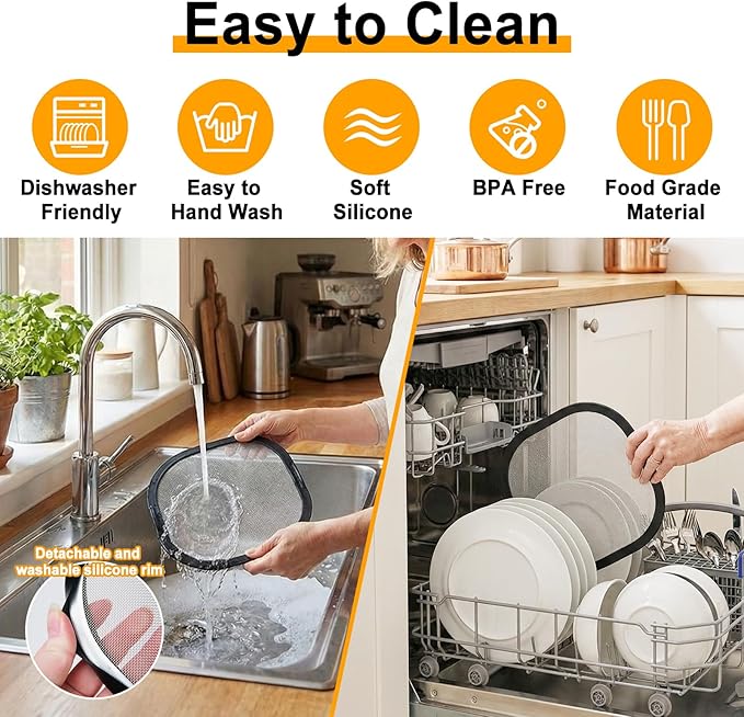 SelfTek Metal Mesh Splatter Shield Heat-Resistant Splash Guard for Ninja Crispi Pro Glass Air Fryer - Accessories for Ninja Crispi Pro AS101CY，Reusable Air Fryer Replacement Parts (Magnetic)