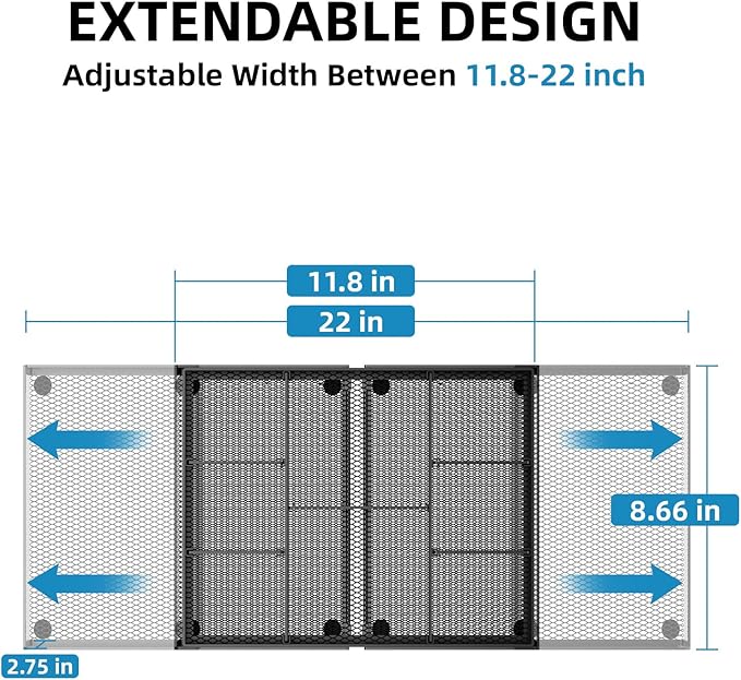 Marbrasse Expandable Desk Drawer Organizer, Mesh Drawer Organizer Tray with 10 Adjustable Compartments, Desk Organizers and Accessories for Office Supplies (Longer Expandable Drawer Organizer-B) - Image 2