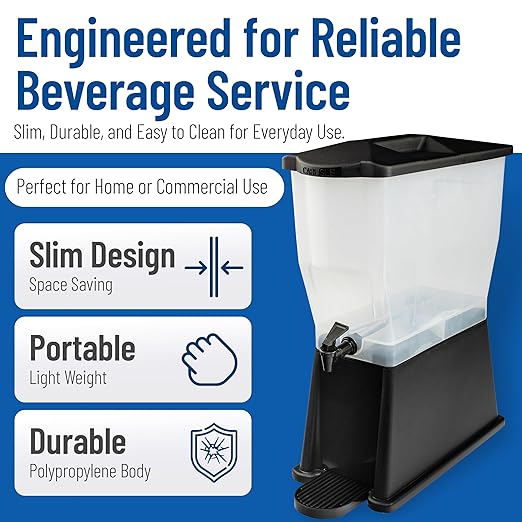 Carlisle FoodService Products Trimline Rectangular Beverage Dispenser with Stand – 3.5 Gallon Catering Drink Dispenser with Spigot, Polypropylene (PP), Black, Perfect for Parties, Events, Buffets - Image 3