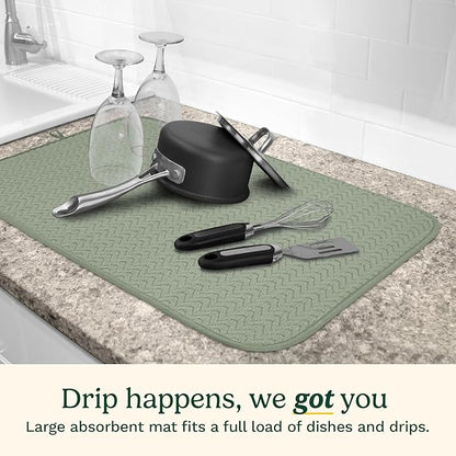 Cuisinart Dish Drying Mats for Kitchen Counter - (2) 18" x 24" Ultra Absorbent Dish Drying Mat XL - Foldable, Machine Washable, Fast Drying Dish Mat (Geostripe) - Image 2