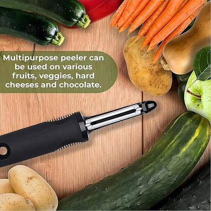 Swivel Vegetable Peeler with Non-Slip Ergonomic Handle, Rust-Proof Steel Blades, Built-in Potato Eye Remover, Plastic Blade Guard, Kitchen Peeler for Potato, Carrot, Apple, Veggie, Fruit, Black - Image 9