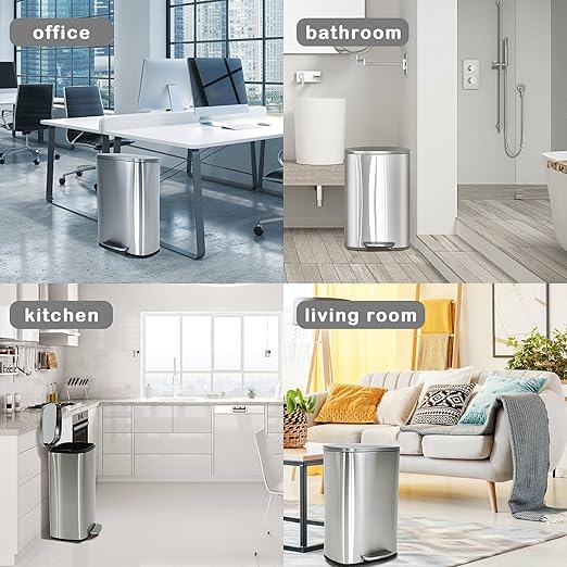 50 Liter / 13 Gallon Kitchen Trash Can, Stainless Steel with Lid, Foot Pedal and Inner Bucket, Fingerprint-Resistant Soft Close Lid Garbage Can, Odor Proof and Hygienic - Image 7